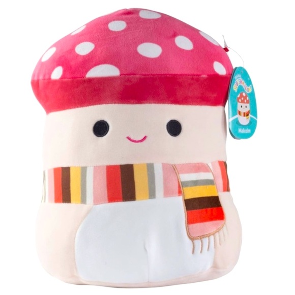 Squishmallows NWT Original 10-Inch Malcolm the  Mushroom 2024 Fall Scarf Edition - Picture 1 of 2